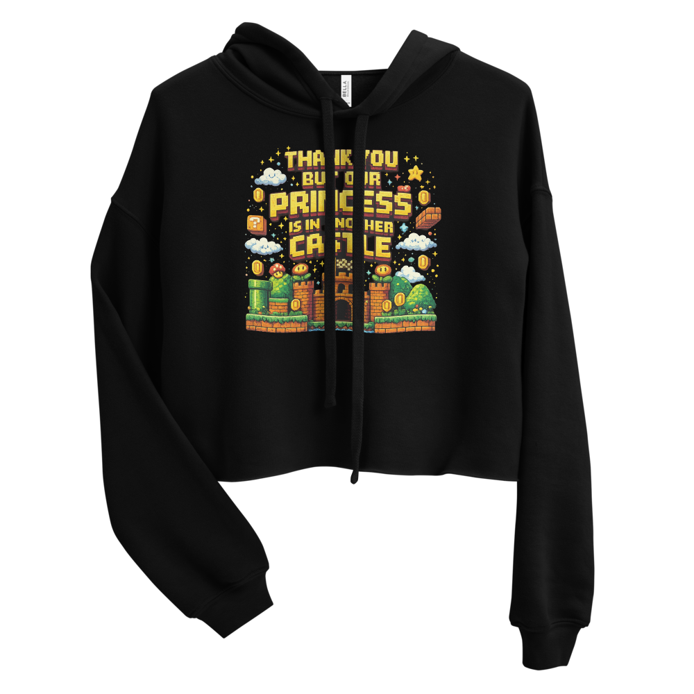 Princess Is in Another Castle crop hoodie in black